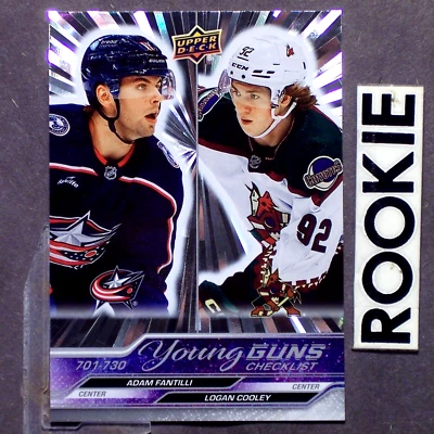 ADAM FANTILLI/LOGAN COOLEY 2023/24 Upper Deck Young Guns Checklist OUTBURST #730 - Image 1 of 4
