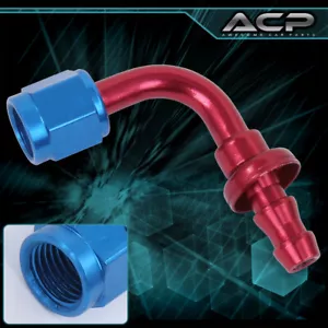 Blue / Red Universal 4An An4 90 Degree Swivel Adapter Fitting Fuel Line Oil Gas - Picture 1 of 2