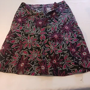 Kim Rogers Women's Long Linen Skirt Multicolored Flower Back Zippered Size 18 - Picture 1 of 12