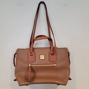 Dooney & Bourke Morgan Leather Shoulder Bag Satchel Tote Brown Convertible - Picture 1 of 14