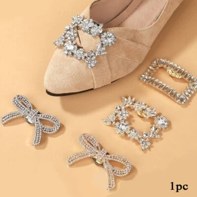 Shoe Clip Wedding Bridal Decorative Bow Diamante Rhinestone Pearl Vintage◇