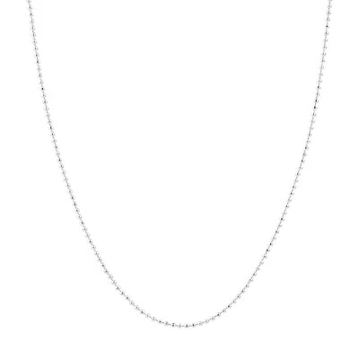 0.78MM DIAMOND CUT BEAD BALL CHAIN NECKLACE REAL 14K WHITE GOLD - Image 1 of 4