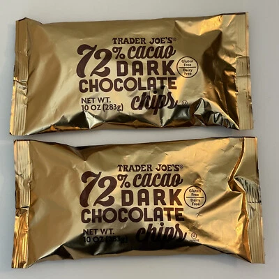 2 Pack Trader Joe's 72% Cacao Dark Chocolate Baking Chips 10 oz Each 07/2027 - Image 1 of 2