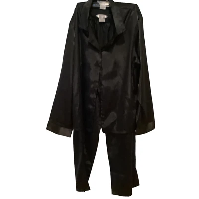 Conjunto de pijama de 2 piezas Gilligan & O’Malley para mujer negro poli satinado talla mediana Foto 1 de 3