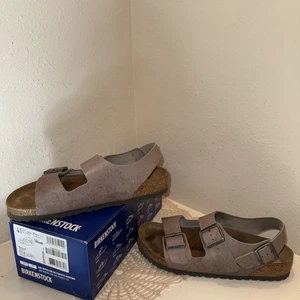 Sandali Birkenstock Milano BS adulto 41 pelle marrone fibbia Germania US 10 donna - Foto 1 di 15