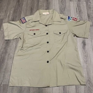Boy Scout UNIFORM SHIRT Women’s Ladies Blouse Large Tan Short Sleeve USA - Picture 1 of 13