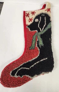 Calza natalizia vintage in lana con gancio ad anello cane da laboratorio cane *Leggi* - Foto 1 di 12