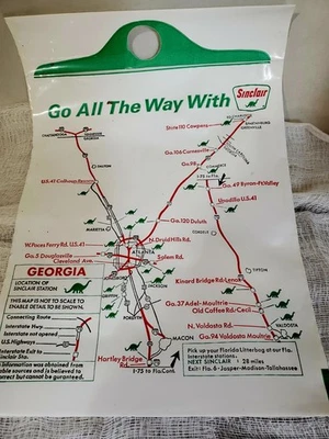  VINTAGE SINCLAIR LITTERBAG  MAP OF GEORGIA  SHOWING LOCATION OF STATIONS - Image 1 of 4
