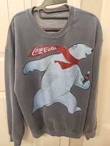 EUC Size XL Mens Pacsun Coca Cola Sweatshirt Navy Crewneck Polar Bear Graphic - Picture 1 of 4