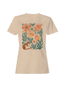 Floral Squirrel Art Print Women's T-shirt - Picture 1 of 6