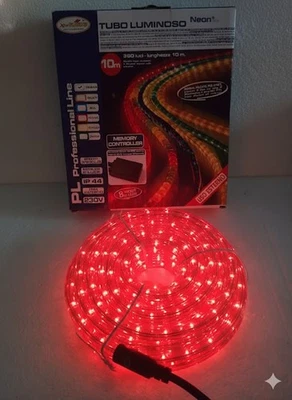 TUBO LUMINOSO LED 10m Rosso | 360 Luci IP44 Esterno Controller 8 giochi NUOVO - Immagine 1 di 4