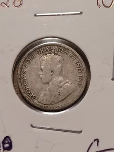 Silver Canadian Dime 10 Cents Canada George 1928 - Picture 1 of 3