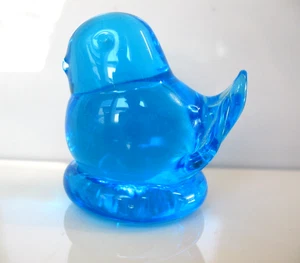 Vintage LEO WARD BLUE BIRD OF HAPPINESS 1986 Art Glass Figurine - Picture 1 of 8