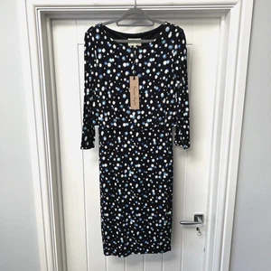 Vestido Phase Eight para mujer UK 10 negro estampado cosmo midi recto forrado elástico - Imagen 1 de 13