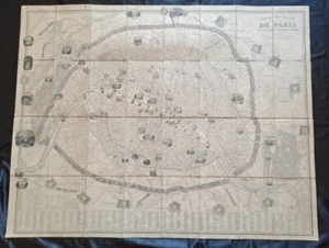 VUILLEMIN - Plan de PARIS illustré avec fortifications ● Gravure 1850 ● - Foto 1 di 7