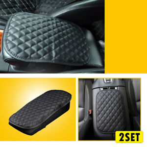 2set Universal Armrest Center Cover Cushion Console Pad Black Protector Car Auto