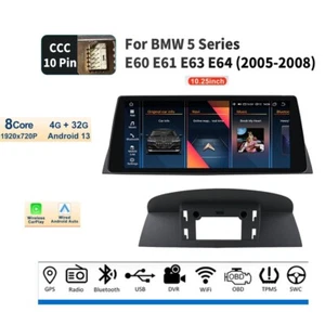 Android 13 Coche GPS CarPlay Wifi Para BMW Serie 5 E60 E61 CCC BT5.0 DSP 4+32GB - Imagen 1 de 24