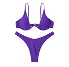 Verdusa High cut ribbed Purple bikini Swimsuit NWOT Size M