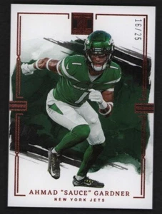 2023 PANINI IMPECCABILI #74 AHMAD ""SALSA"" GARDNER HOLO/25 NEW YORK JETS - Foto 1 di 2