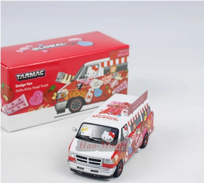 TW 1:64 Dodge Van For Hello Kitty Food Truck Alloy Diecast Car Model Hobby Gifts - Photo 1/1