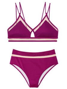 Bikini de malla de natación Victoria's Secret correa recortada cintura alta púrpura sin parte inferior M - Imagen 1 de 2