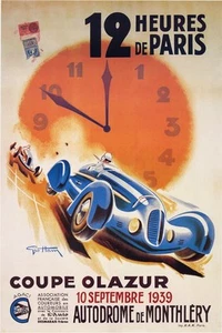 12 Heures de Paris 12 Stunden Paris Oldtimer Rennwagen Poster - Bild 1 von 1