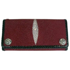 Red Stingray Skin Biker Wallet - Picture 1 of 6