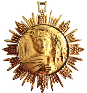 nettie rosenstein münzanhänger goldton schmuck mann adler rund burst neocurio - Bild 1 von 8
