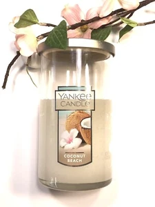 Yankee Candle COCONUT BEACH 12oz Jar w/Lid Great Scent-Used Approx. 60% Remains - Picture 1 of 4