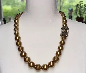 Collana grossa marrone finta perla dichiarazione strass grappolo 18” nastro 18” - Foto 1 di 3