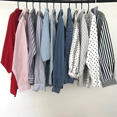 Lot Women's Vintage Button Up Shirts Striped Oversized Oxford Chambray 80s-90s - Image 1 of 4