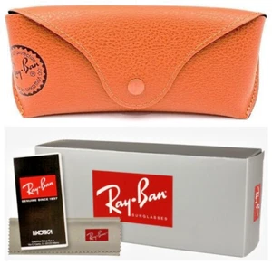 Ray Ban Leather Sunglass Eyeglass Case Brown Semi Hard Soft Case with Cloth Box - Picture 1 of 4