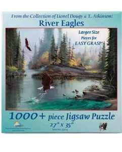SUNSOUT INC - River Eagles - 1000 Pc Large Pieces Jigsaw Puzzle - Picture 1 of 4