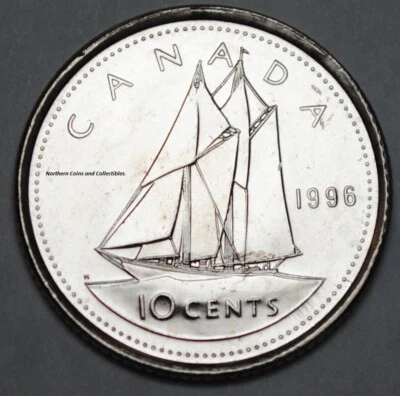 Canada 1996 UNC 10 cent Canadian Dime from mint roll - Image 1 of 2