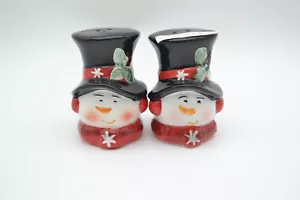 Weihnachten Schneemann Keramik Salz und Pfefferstreuer Set - Bild 1 von 6