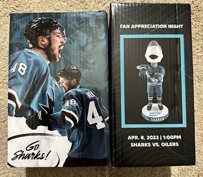 SET OF 2 TOMAS HERTL & SHARKIE BOBBLEHEADS NHL DRAFT PARTY & SGA SAN JOSE SHARKS - Image 1 of 4