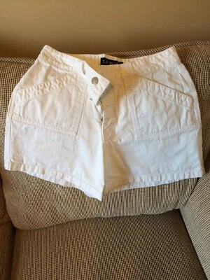 L.A. Blues White Denim High Waist Shorts Button Up Size 8 - Image 1 of 4