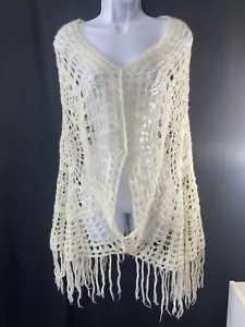Handmade Womens Crochet Shawl Boho Hippie Fringe Festival Cottage Core Peasant - Picture 1 of 10