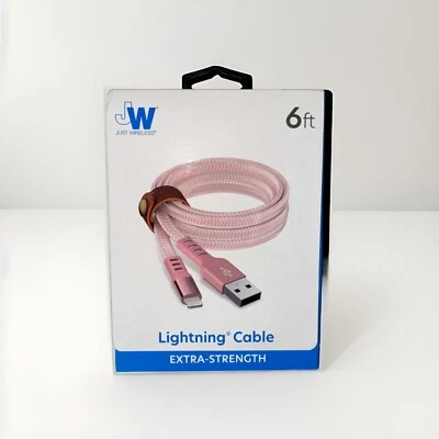Just Wireless PINK Charging Cable (6ft) for iPhone5 and Up - NEW AND SEALED - Image 1 of 2