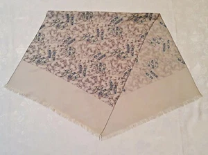 VINTAGE AUTHENTIC PAISLEY ART LIGHT GRAY BLUE SILK LONG MEN'S SCARF - Picture 1 of 4