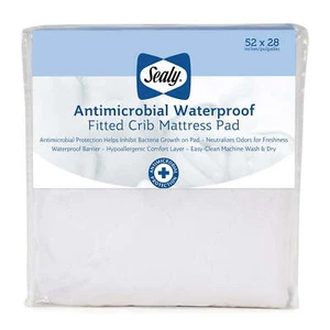 Sealy Antimicrobial Waterproof Toddler and Crib Mattress Pad, 52" x 108" - Picture 1 of 4