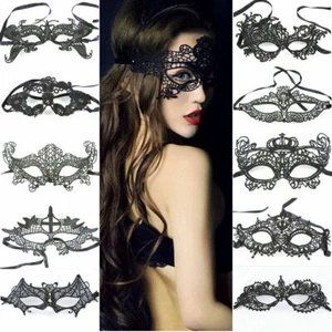 Sexy Black Lace Eye Mask Blindfold Masquerade Party Women Nightwear Naughty Play - Picture 1 of 41