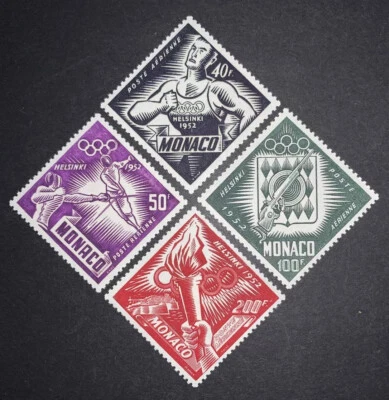 Sellos de viaje: estampillas de Mónaco Scott #C36-C39, Juegos Olímpicos como nuevas OG H Foto 1 de 4
