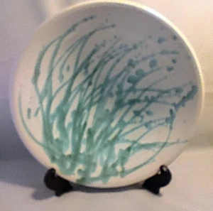 Studio Kunst Keramik Handarbeit/bemalt abstrakt Gras glasiert Schale 13" signiert Vintage - Bild 1 von 5