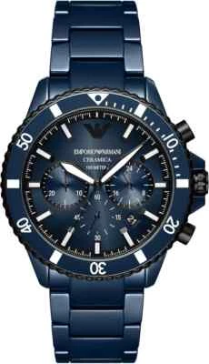 Emporio Armani Men's Chronograph Blue Ceramic Strap Watch (Model: AR70009), Blue - Image 1 of 4
