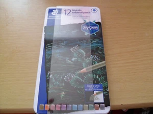 STAEDTLER METALLIC COLORED PENCILS X12 IN A TIN BRAND NEW - Picture 1 of 3