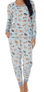 Pijama Cuddl Duds Mujer 3X Plus Gris Agua Estampado para Perro Minky Lanza Salón Nuevo con Etiquetas - Imagen 1 de 5