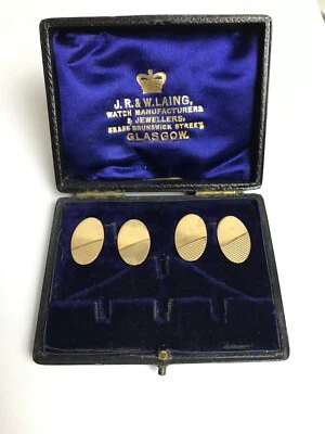 Gemelos Art Deco Oro Amarillo 9ct Gemelos Vintage 4.21g Foto 1 de 4