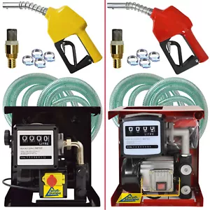 POMPA TRAVASO GASOLIO POMPA GASOLIO ELETTROPOMPA DIESEL KIT CON CONTALITRI SET - Zdjęcie 1 z 14