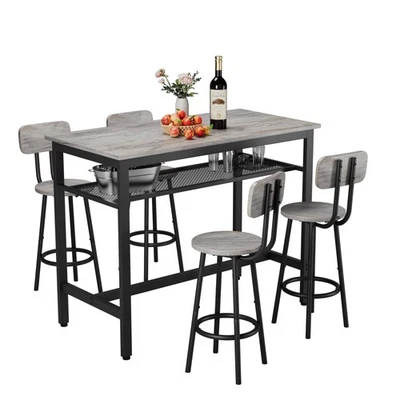 Bar Table Chairs Set 5 Piece Counter Height High Breakfast Table Chairs Set 4 - Image 1 of 4